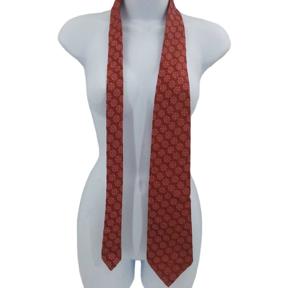 Vintage Embassy Schwobilt Cloth Brown Pink 60s Neck Tie Necktie funky geometric